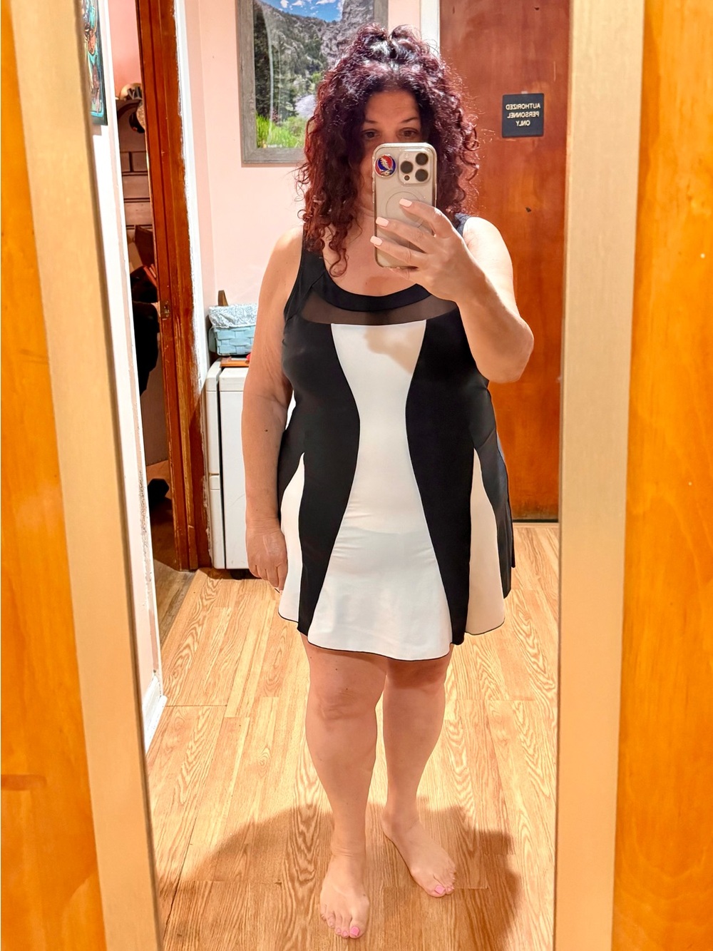 Black & White Colorblock One-Piece Swim Dress